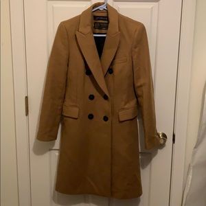 Zara Double Breasted Camel Coat Size M